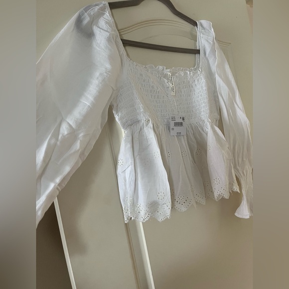 New! American Eagle Stretch Eyelet Babydoll White Blouse women’s size medium - Picture 16 of 16